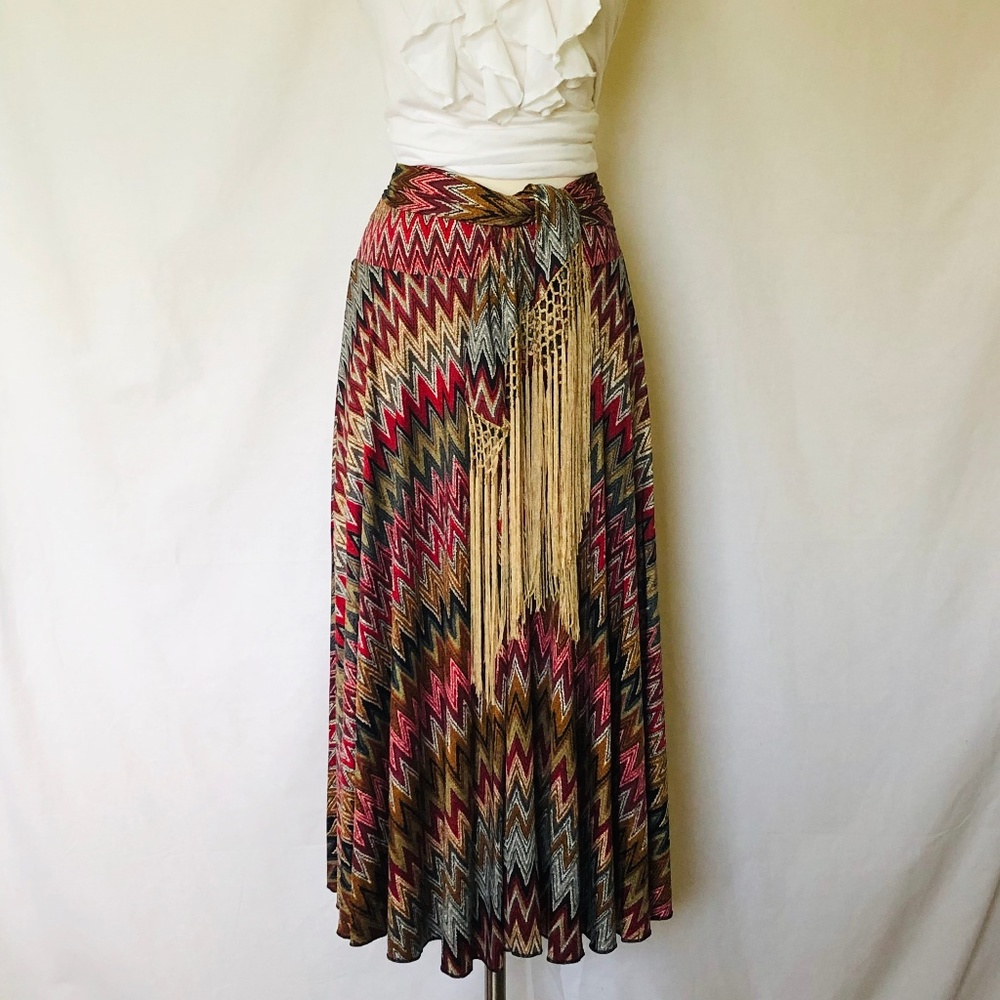 Boston Proper Zig Zag Sash Belt Maxi Shirt